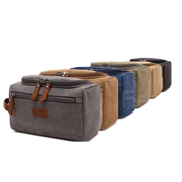 Canvas Leather Cosmetic Makeup Travel Toiletry Bag