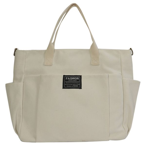 Commuter Women'S Canvas Tote Bag W/ Multi-Pocket Design