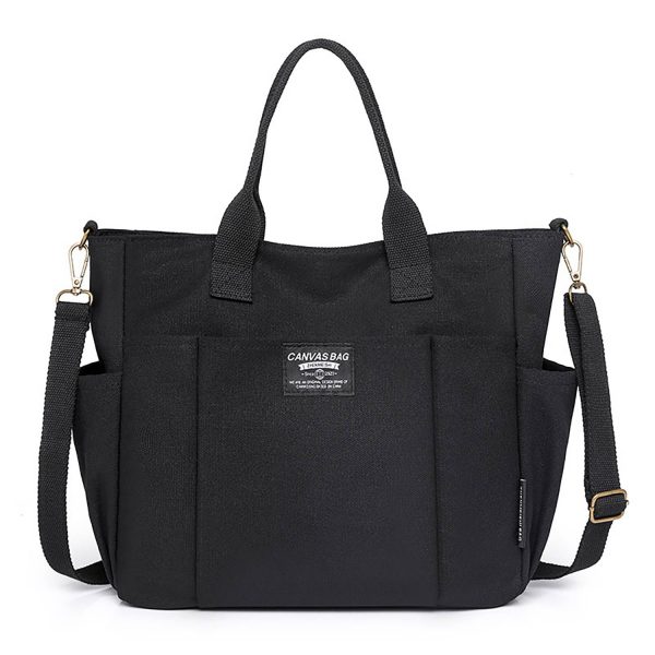 Commuter Women'S Canvas Tote Bag W/ Multi-Pocket Design