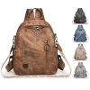 Multi-purpose Soft Leather Backpack Retro Korean-style