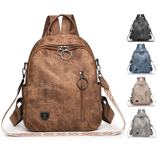 Multi-purpose Soft Leather Backpack Retro Korean-style