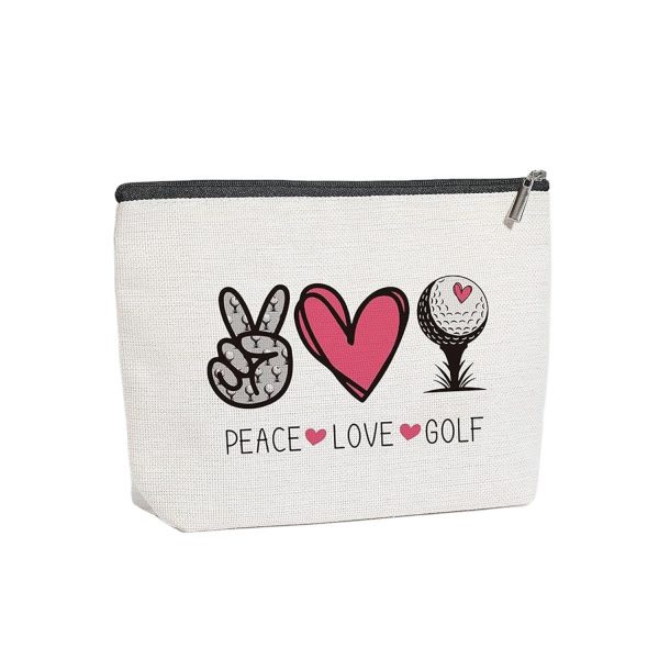 Compact Waterproof Linen Cosmetic Bag for Golf Lover