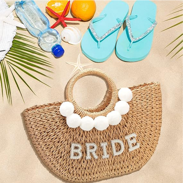 Bride's Flower Girl Woven Tote -Wedding & Bachelorette Party