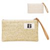 Women Stylish Portable Straw Handbag with Zipper