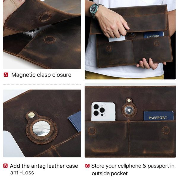 Genuine Leather 13inch Compact Bifold Pocket Messenger bag