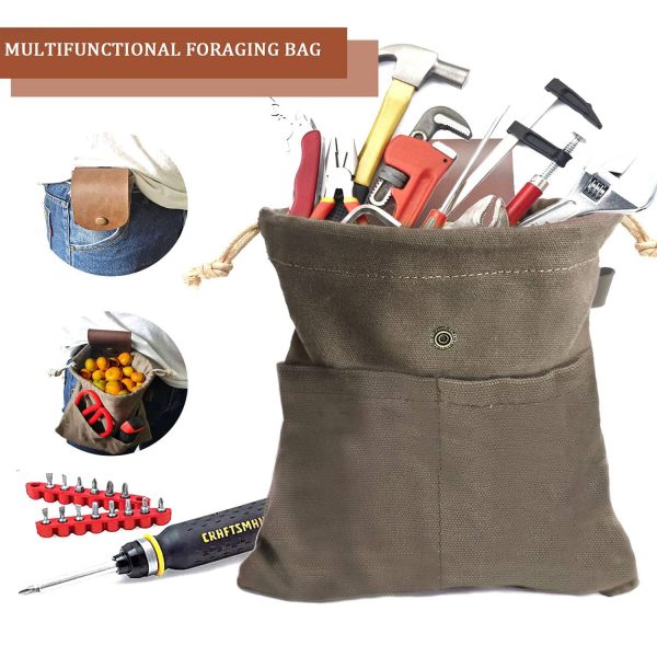 Portable Foldable Leather Canvas Foraging Pouch