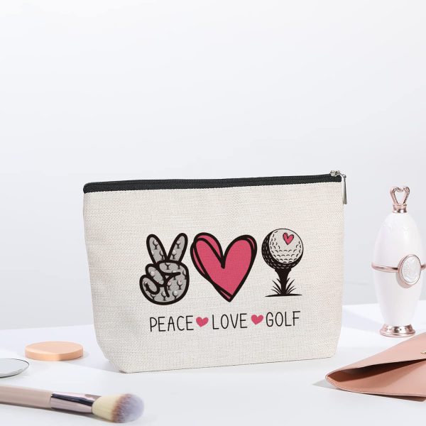 Compact Waterproof Linen Cosmetic Bag for Golf Lover