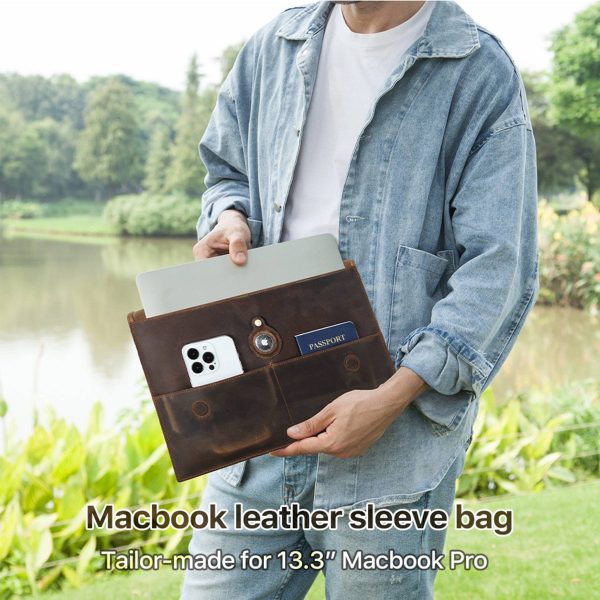 Genuine Leather 13inch Compact Bifold Pocket Messenger bag
