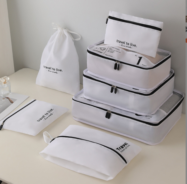 7-piece travel storage bag set for clothes and shoes