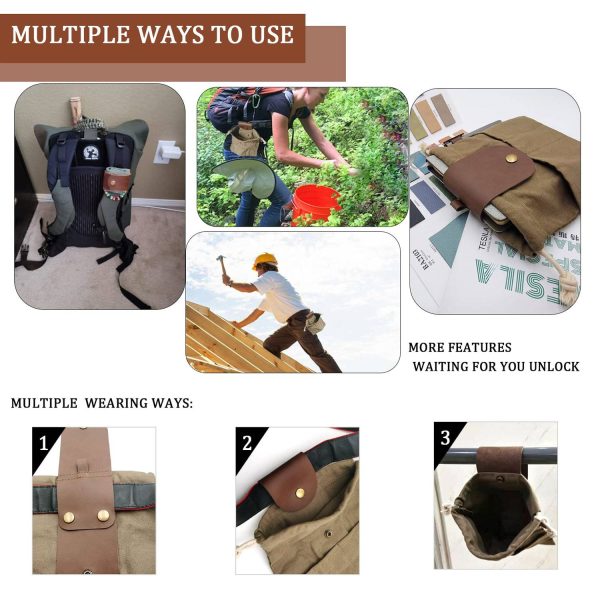 Portable Foldable Leather Canvas Foraging Pouch