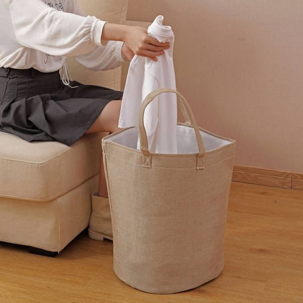 Foldable Waterproof Linen Beach Clothes Storage Tote Bag