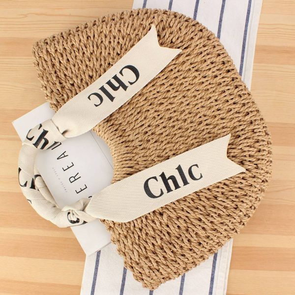 Women’s Woven Handbag Crossbody W/ Ribbon