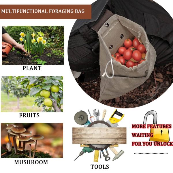 Portable Foldable Leather Canvas Foraging Pouch