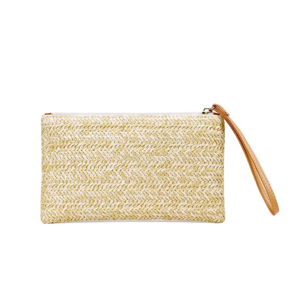 Women Stylish Portable Straw Handbag with Zipper