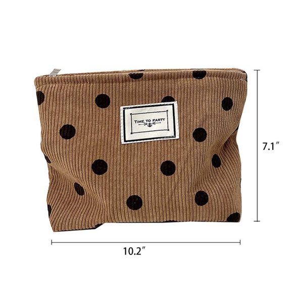 Vintage Style Organizer Corduroy Polka-Dot Makeup Bag