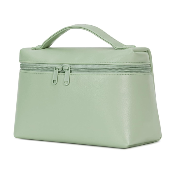 Stylish Waterproof PU Makeup Bag w/ Dual Zippers
