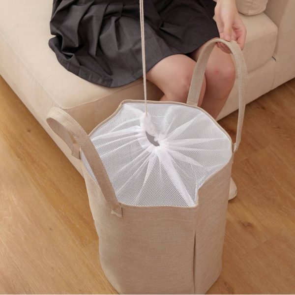 Foldable Waterproof Linen Beach Clothes Storage Tote Bag