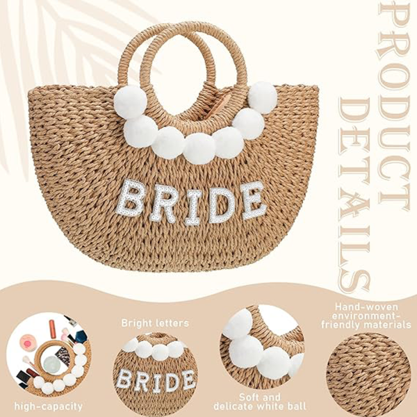 Bride's Flower Girl Woven Tote -Wedding & Bachelorette Party