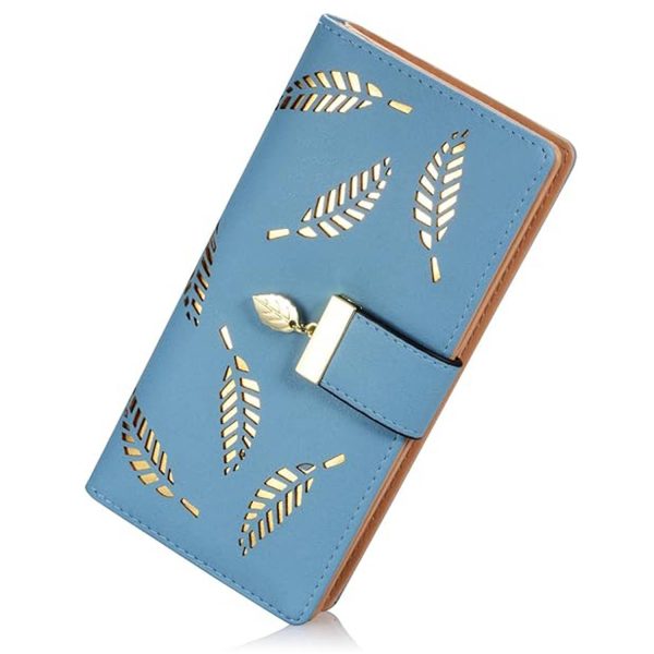 Trendy Korean Leaf Pattern Zipper Clasp Handbag Wallet