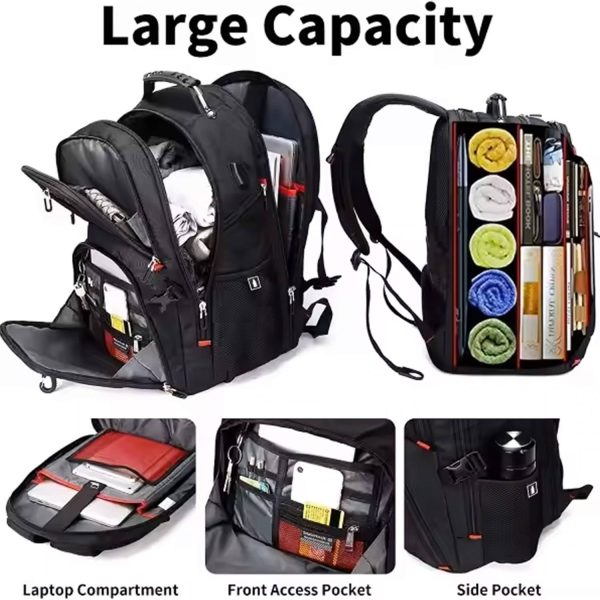 50L PVC Large Capacity Travel Backpack w/ USB Port