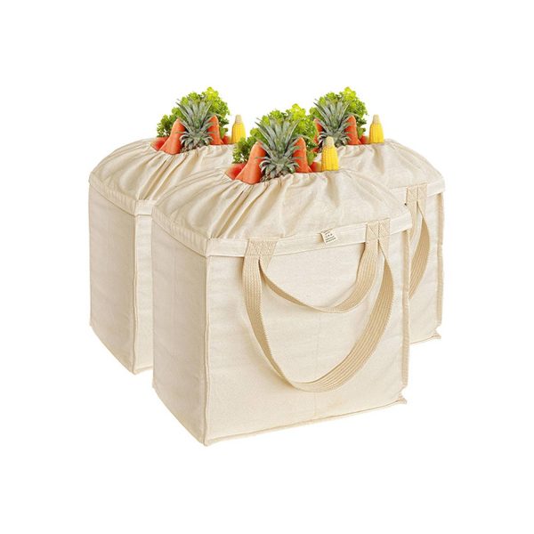 Foldable Reusable Canvas Shopping Tote Bag w/ Handles