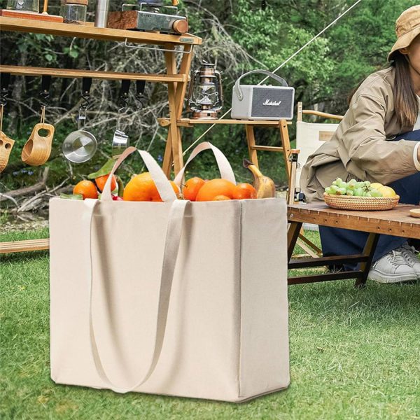 Foldable Washable Heavy-Duty Canvas Tote Bag w/ Handle