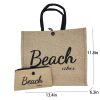 Spacious Linen Cotton Beach Tote Bag w/ Wallet