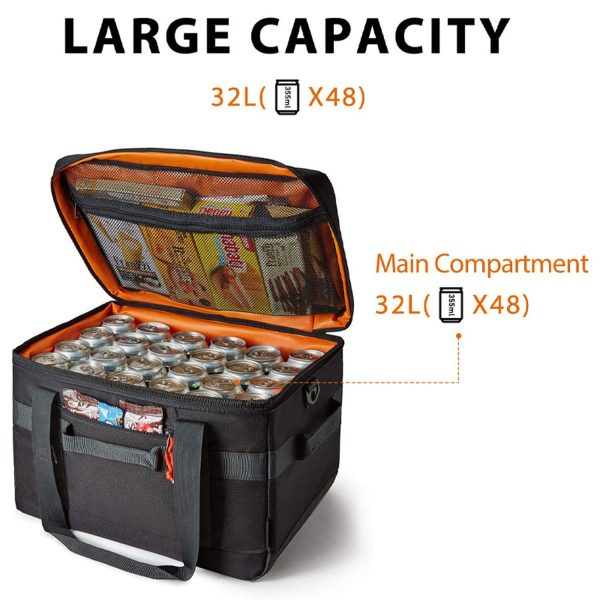 32L Portable Foldable Oxford Insulated Cooler Bag w/ Handle