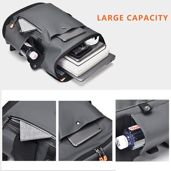 PU Leather Waterproof Business Backpack w/ USB Port
