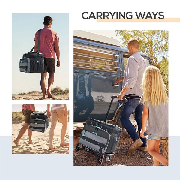 48-Can Collapsible Cooler Trolley Bag with Wheels