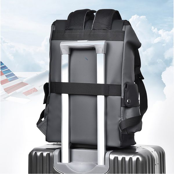 PU Leather Waterproof Business Backpack w/ USB Port