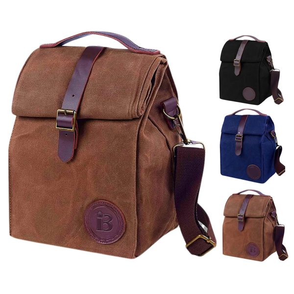 10L Canvas Insulated Cooler Picnic Bag w/ Shoulder Strap