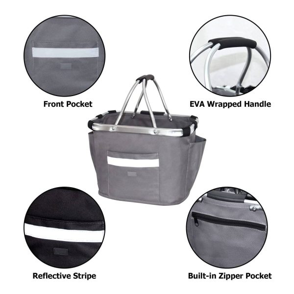 Foldable Detachable Oxford Bicycle Basket w/ Aluminum Handle