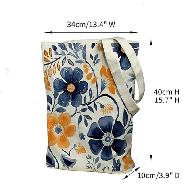 Women's Zippered Canvas Tote Bag w/ Strap for Shopping