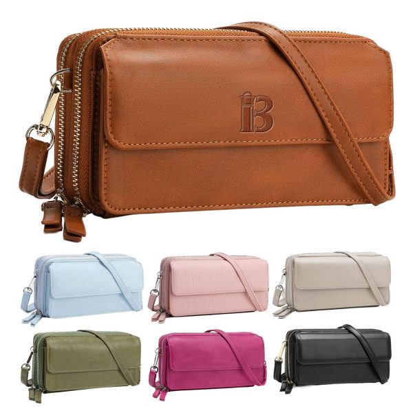 Women Portable RFID PU Leather Crossbody Wallet