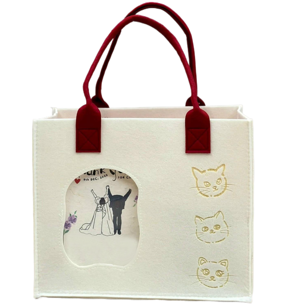 Reusable Felt Tote Bag w/ Transparent Window for Shopping