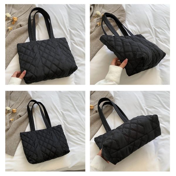 Quilted Puffer Down Cotton Winter Tote Bag