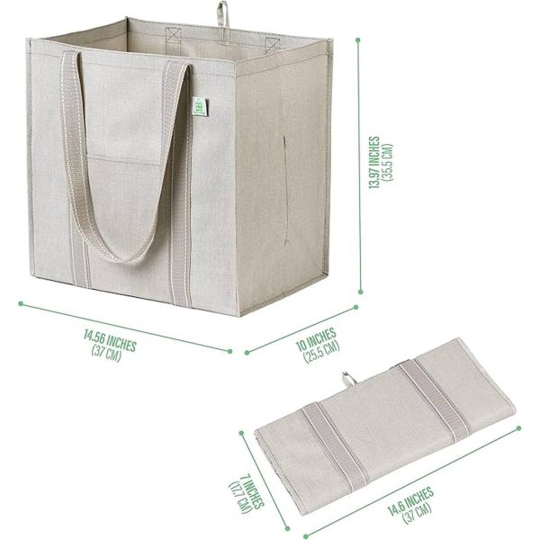 4-Pocket Heavy Duty Oxford Grocery Tote Bag w/ Hard Base