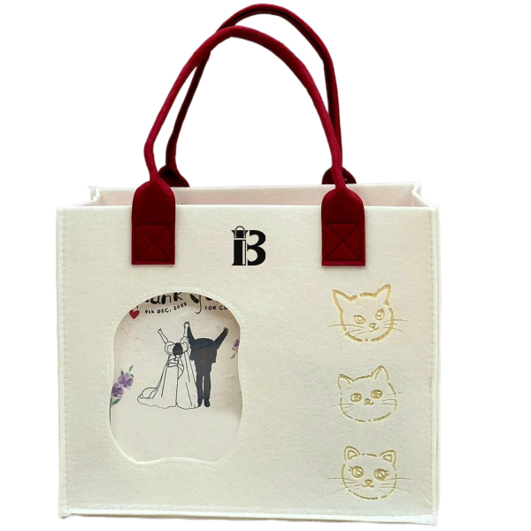 Reusable Felt Tote Bag w/ Transparent Window for Shopping
