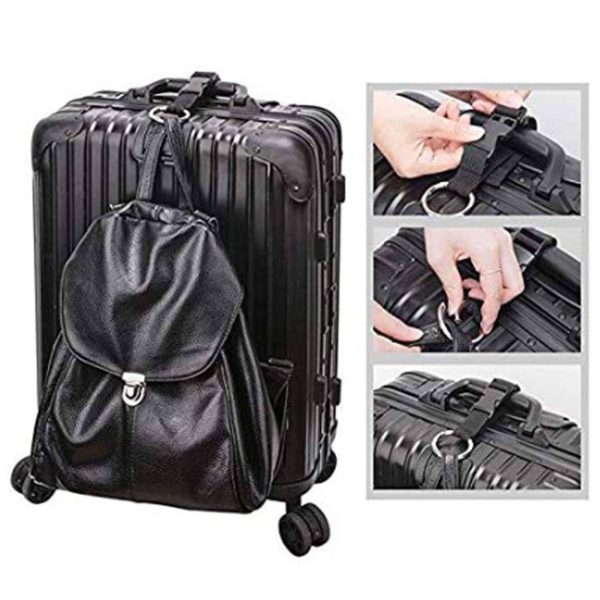 Adjustable Hands-Free Nylon Luggage Strap with Buckle Clip