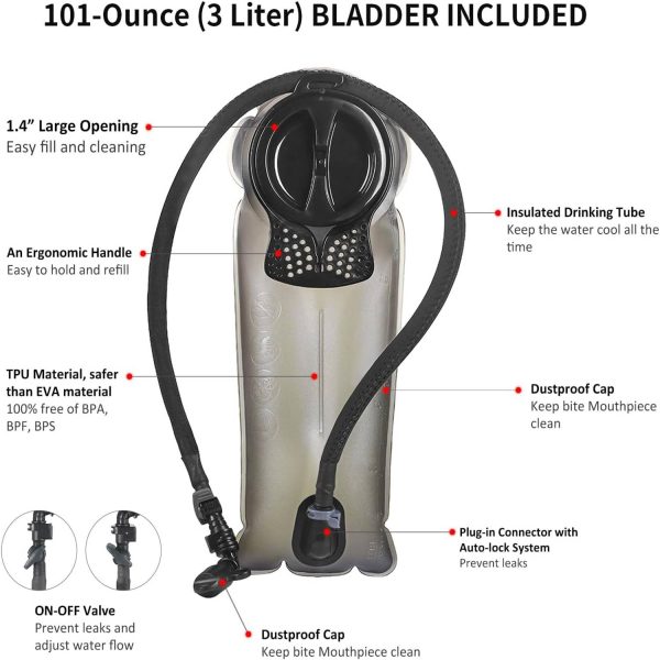 Outdoor Tactical Hydration Backpack w/ 3L Water Bladder