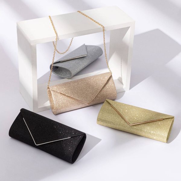 Women's Envelope Clutch Bag with Detachable Chain