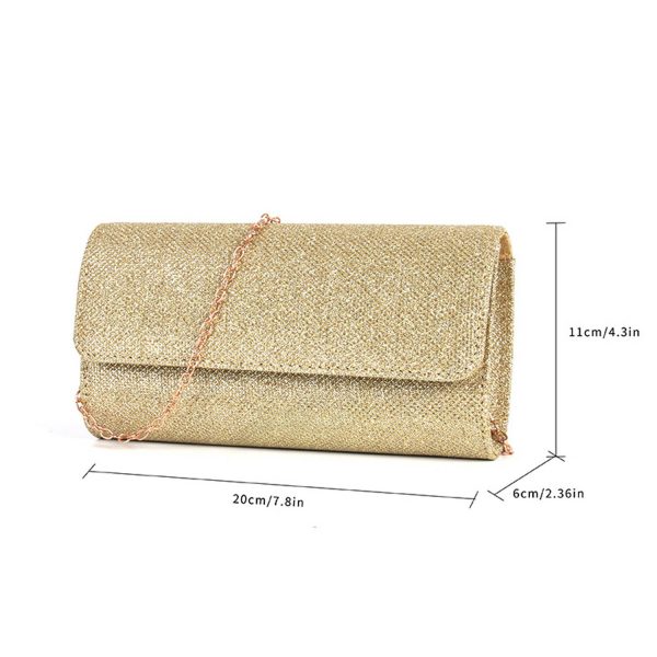 Women's Glitter Clutch Purse with Chain for Wedding & Party