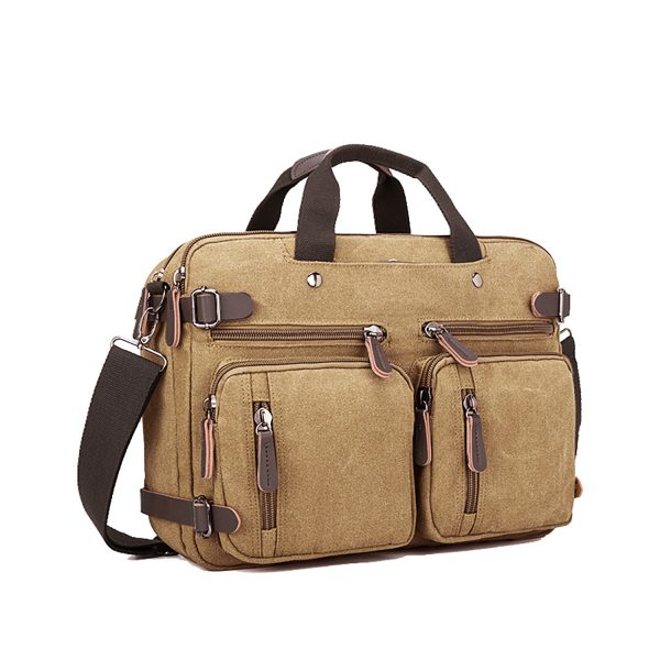 Large Capacity Canvas Business Tote Bag w/ Zipper Pocket