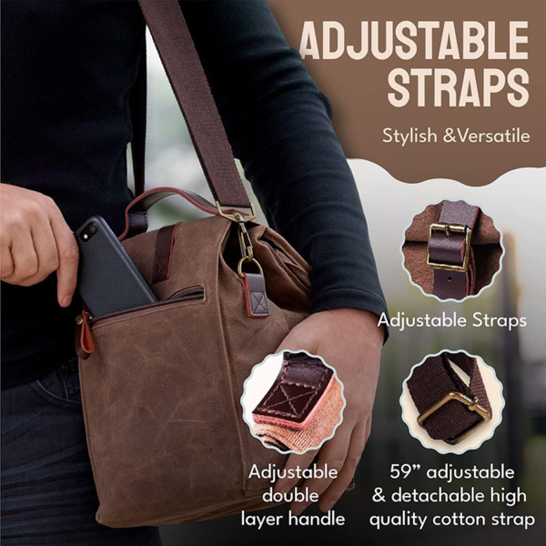 10L Canvas Insulated Cooler Picnic Bag w/ Shoulder Strap