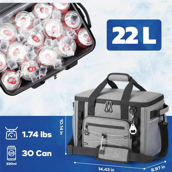 22L Waterproof Oxford Insulated Cooler Lunch Bag w/ Handle