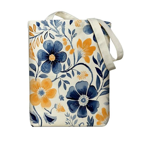 Women's Zippered Canvas Tote Bag w/ Strap for Shopping