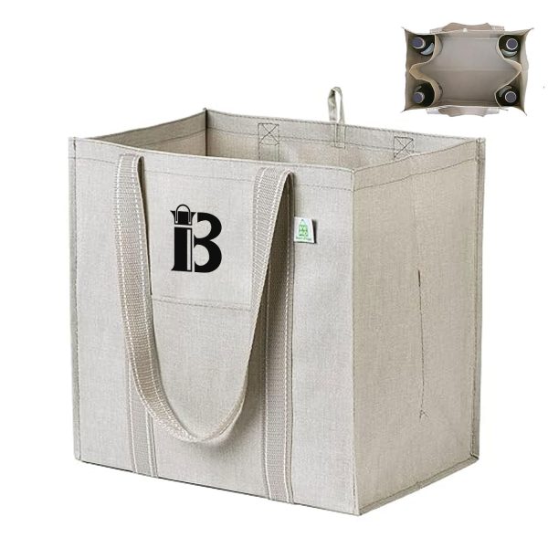 4-Pocket Heavy Duty Oxford Grocery Tote Bag w/ Hard Base