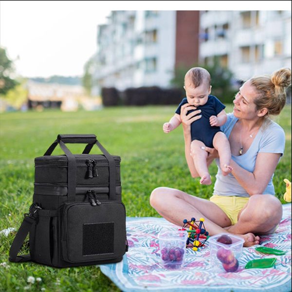 16L Double Deck Nylon Cooler Bag w/Adjustable Strap