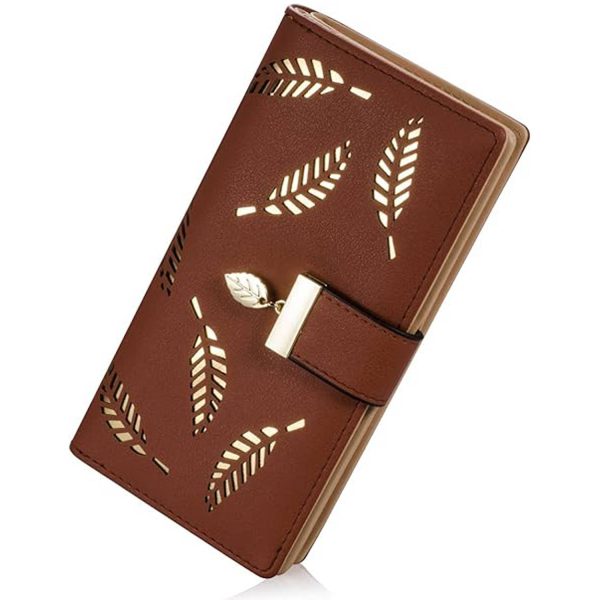 Trendy Korean Leaf Pattern Zipper Clasp Handbag Wallet